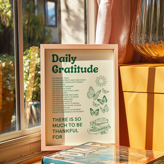 Daily Gratitude Art Print: Embrace Thankfulness with Inspirational Decor