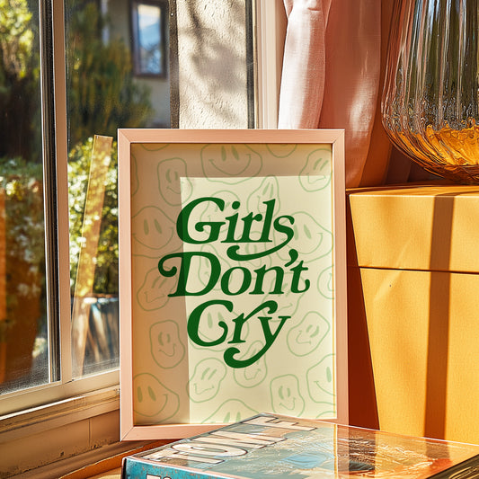 Girls Don't Cry Motivational Art Print: Embrace Positivity with Retro Style