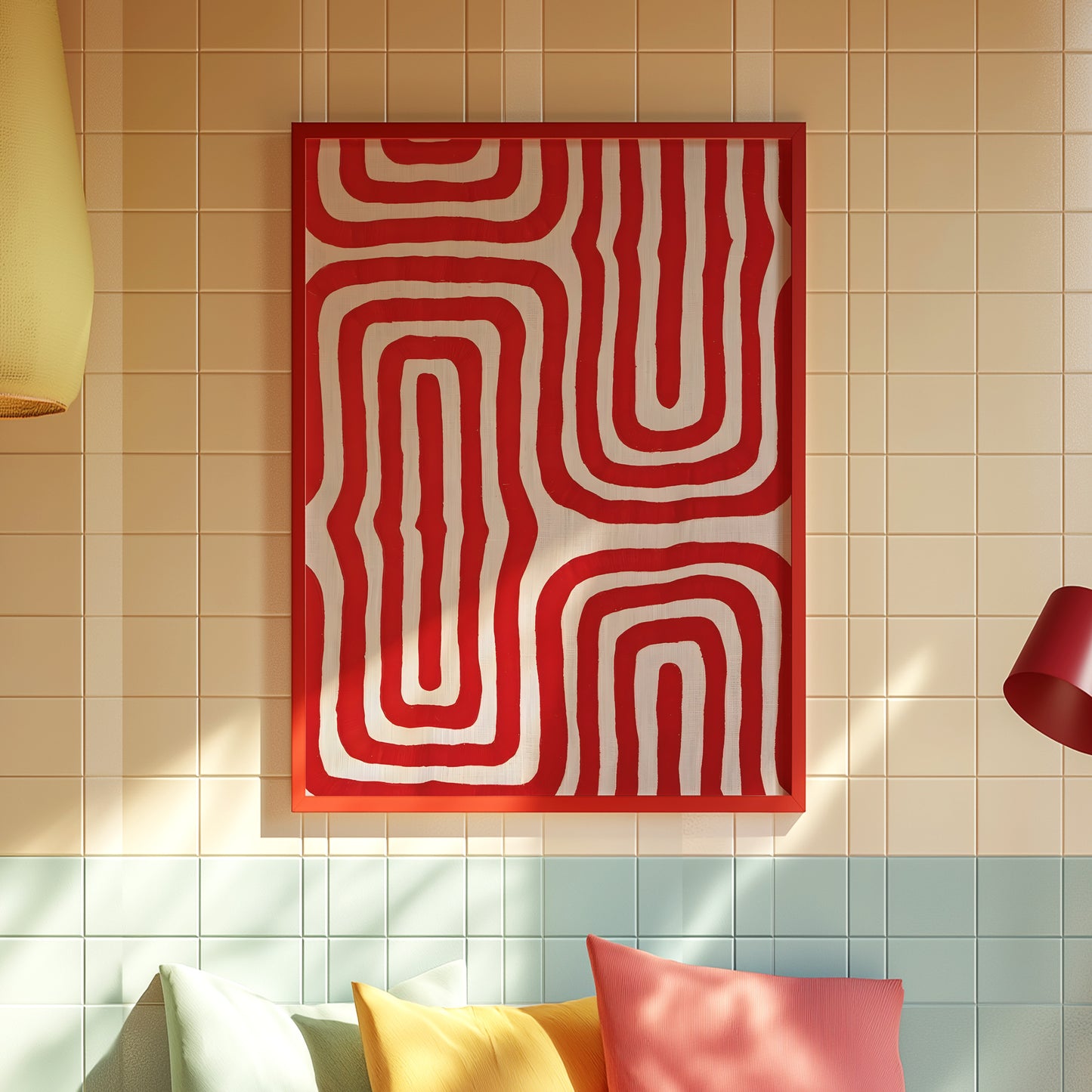 Bold Red Lines Art Print: Modern Design for a Chic and Stylish Home Décor