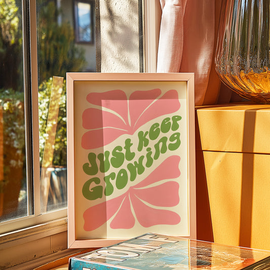 Just Keep Growing Art Print: Elevate Your Space with Retro Vibes