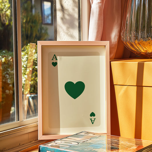 Ace of Hearts Minimalist Art Print: Playful Touch for Your Modern Décor