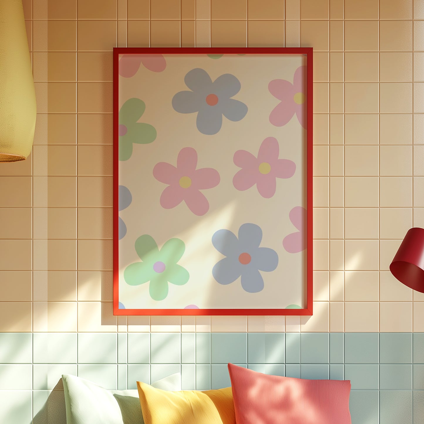 Cheerful Floral Wall Art: Brighten Your Space with Playful Pastel Blooms