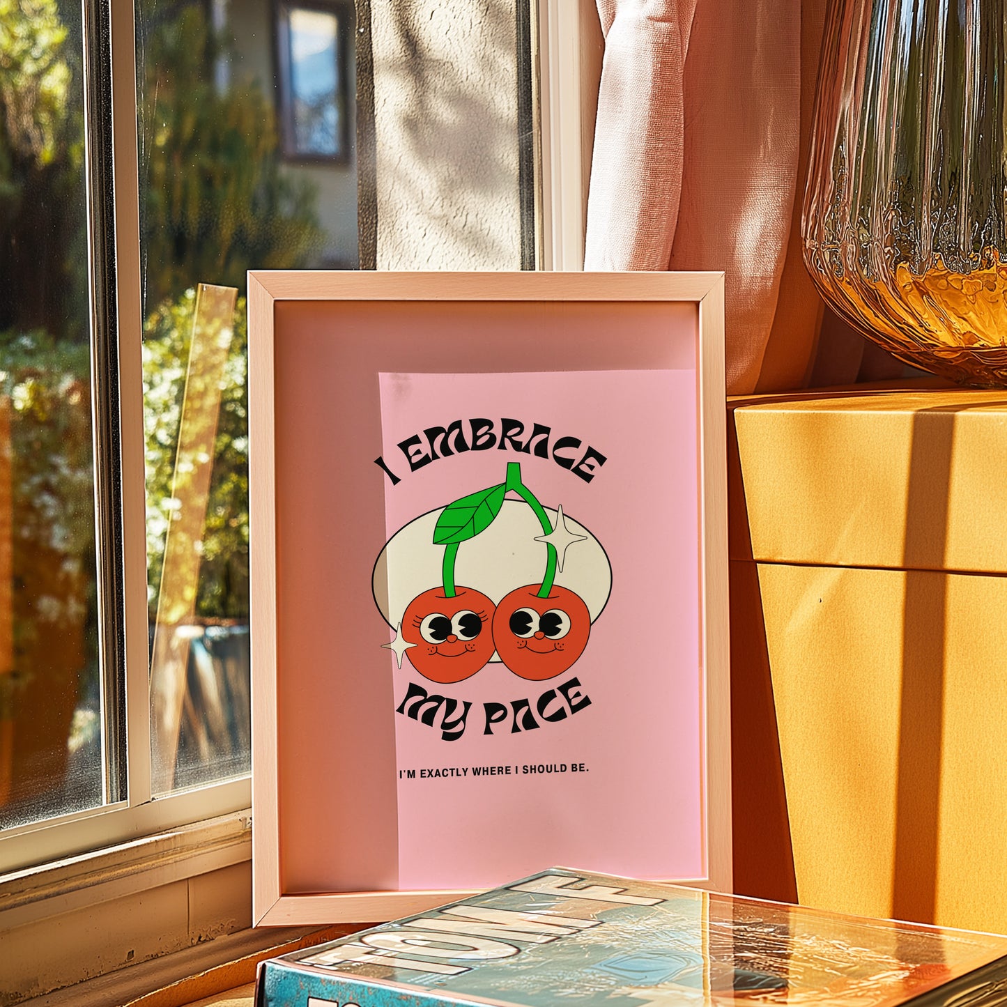 Embrace My Pace: Playful Cherry Art Print for Quirky Home Decor