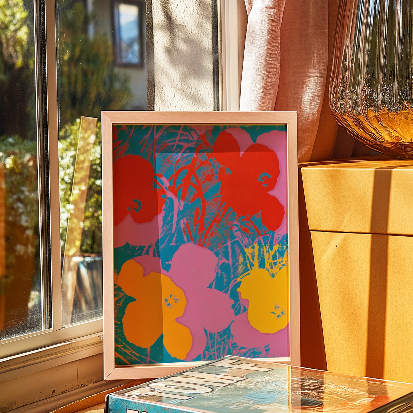 Colorful Pop Art Floral Print: Brighten Your Room with Bold Petals