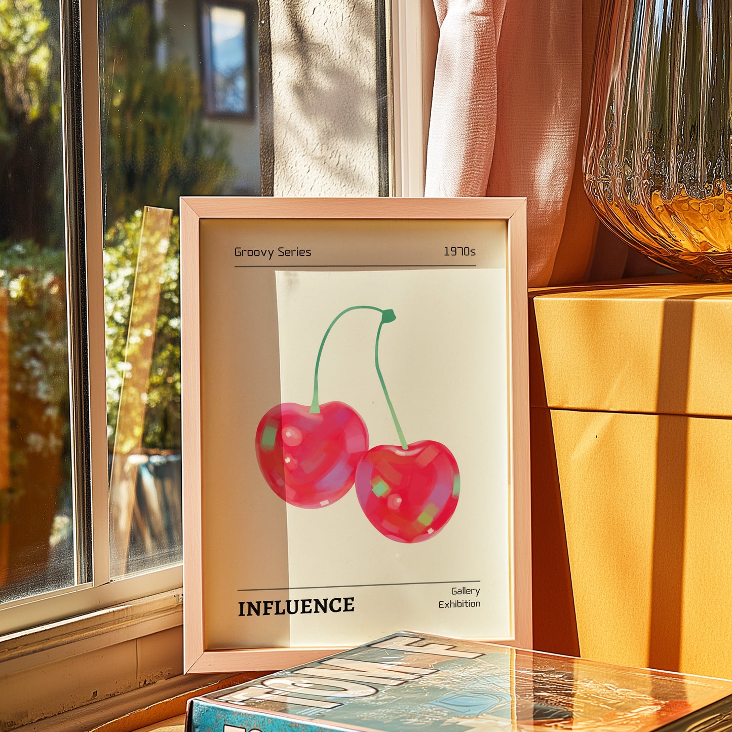 Cherry Pop Art Print: "Influence" Retro Groovy Series for Chic Interiors