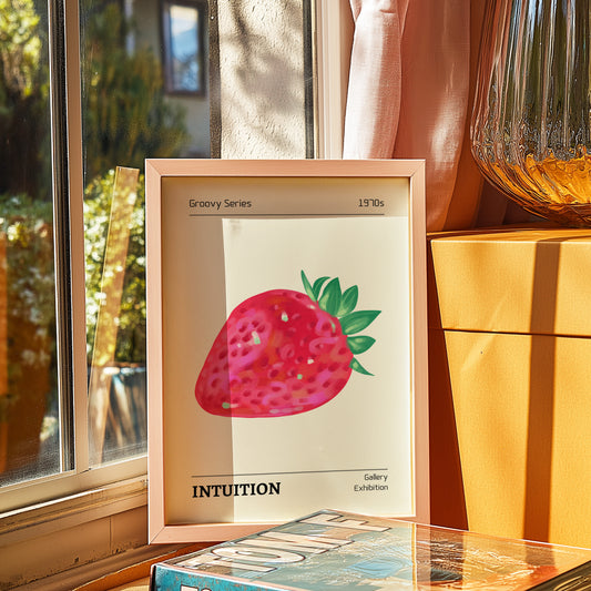 Groovy Series Strawberry Art Print: 1970s Vintage Vibe for Your Space