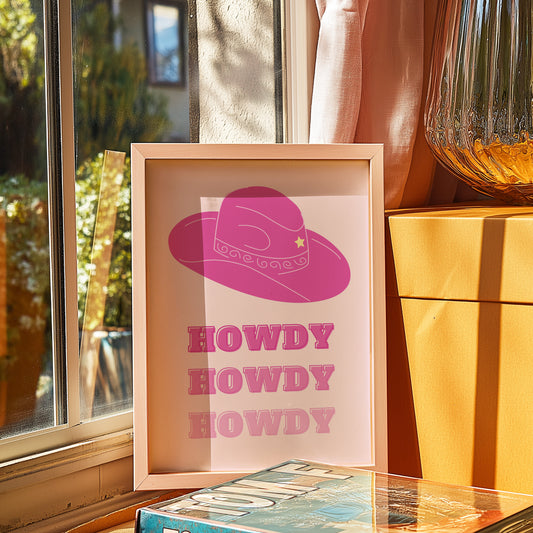 Howdy Cowboy Hat Art Print: Western Charm for Your Home Décor